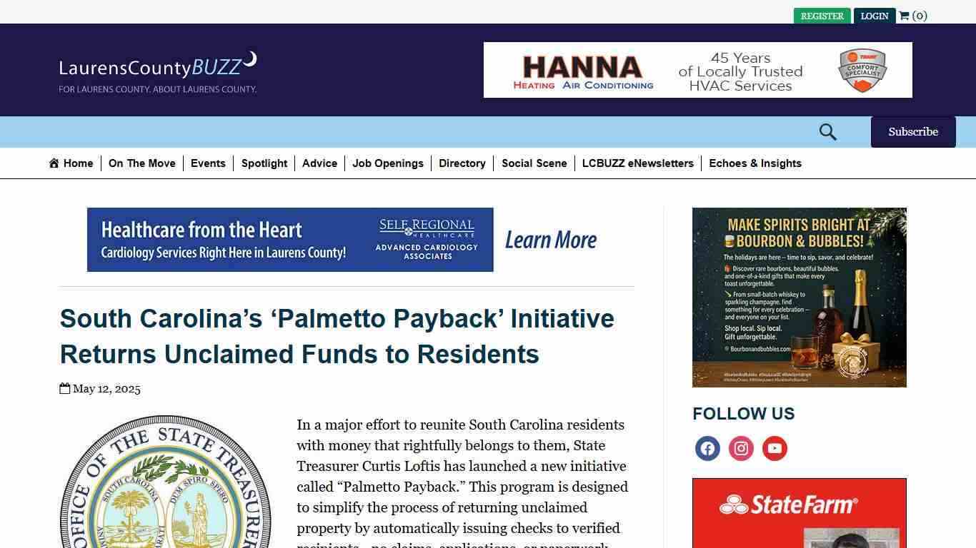 South Carolina’s 'Palmetto Payback' Initiative Returns Unclaimed Funds to Residents - Who's On The Move